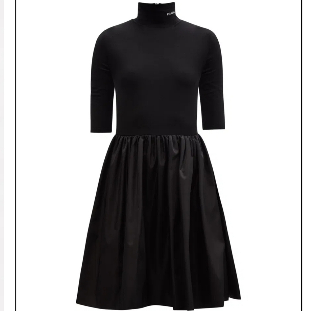 PRADA WOOL RE-NYLON BLACK FIT AND FLARE, MINI DRESS, SIZE ITALY 40 - Picture 14 of 16